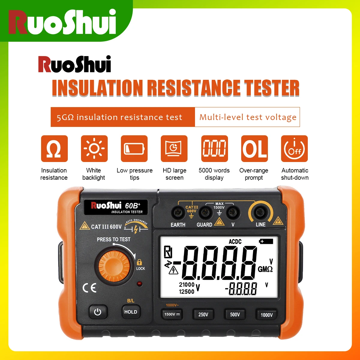 Victr  60B+ Digit nsulation Resistance Tester Best Sell High-definition LCD Screen 5000 Words Display clear Handwriting