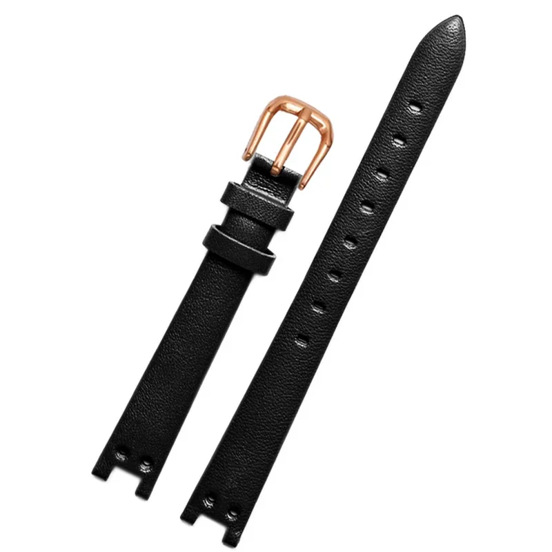 Women's Leather Solid Steel Needle Buckle Watchbands for Anne Klein Series Soft Thin Cowhide Concave Interface Watch Accessories