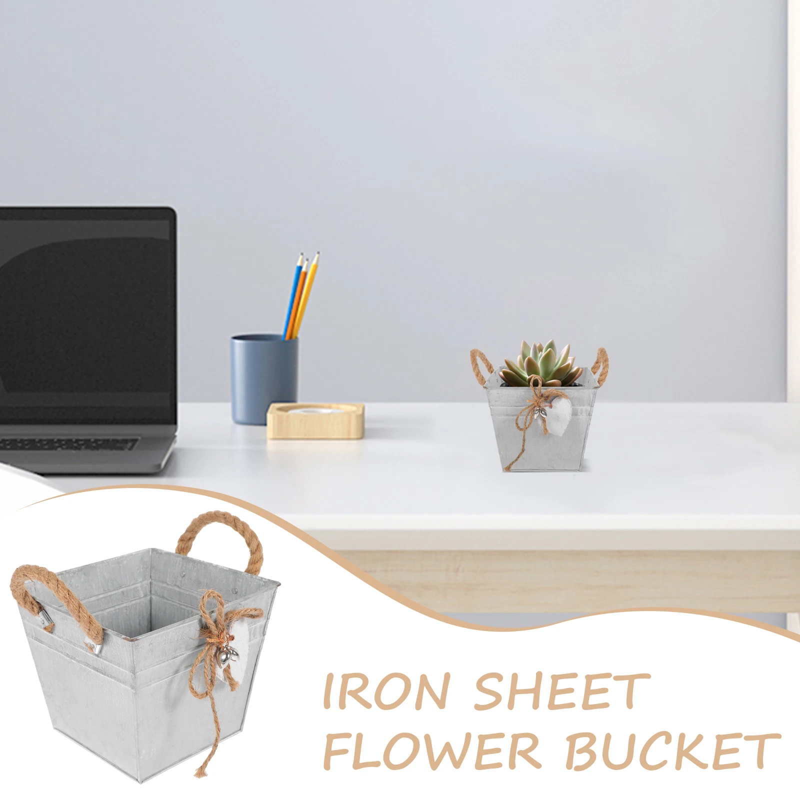 

Metal Flower Pot Vintage Style Indoor Plant Container Garden Planter Bucket Succulent Pot Home Decor Lightweight Moveable Useful