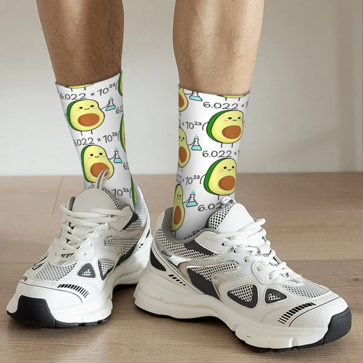 Calcetines divertidos de aguacate para hombre, patrón de química de ciencia Vintage, estilo callejero Crazy Crew, regalo impreso