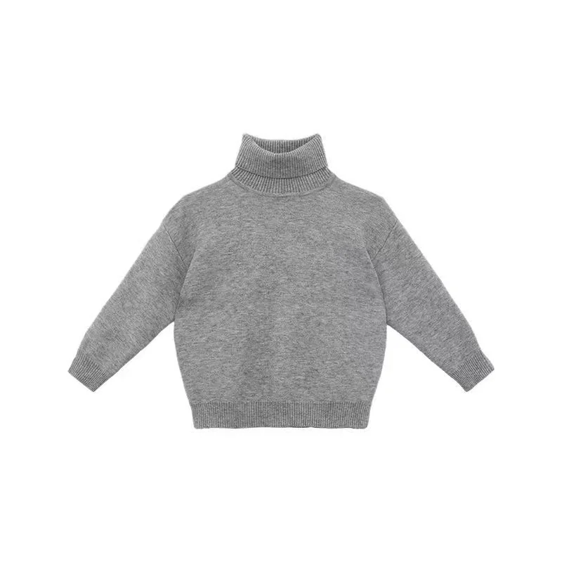 Children's Bottoming Shirt Autumn and Winter New Single-Layer Fleece-Lined Thick Sweater Turtleneck  Pullover Thermal Clothes