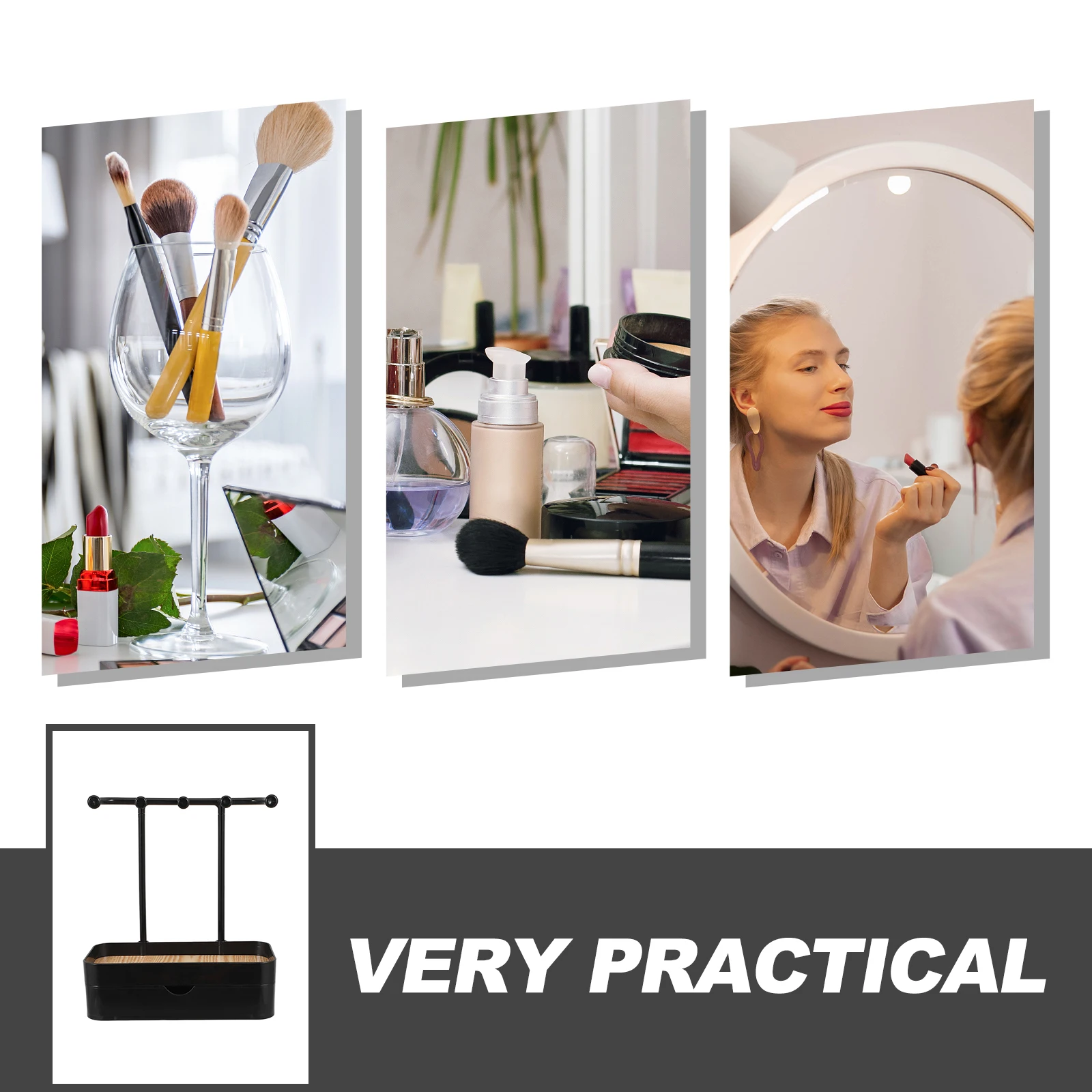 

1pc Jewelry Display Rack Double Layer Earring Holder Necklace Bracelet Organizer Stand Storage Hanger Desktop Tabletop Craft