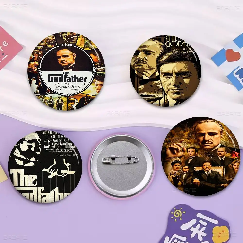 

Godfather Vintage Round Button Pins Slogan Creative Brooches Backpack Clothes Decoration Fashion Cartoon Jewelry Gifts