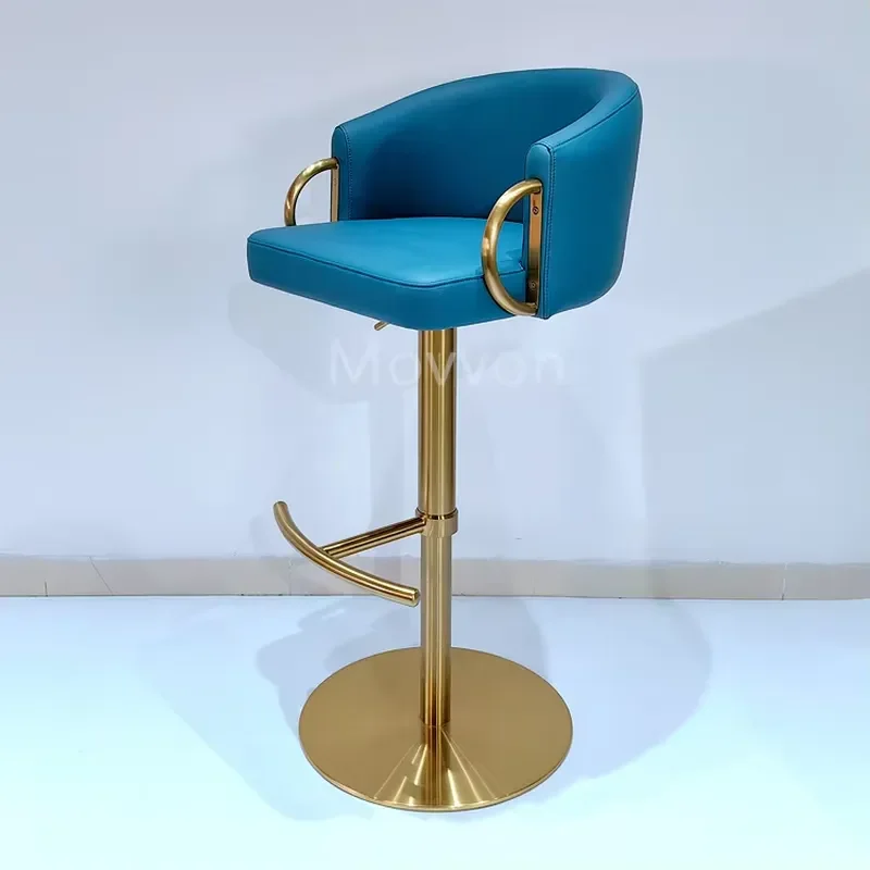 Modern Simple Stainless Steel Pneumatic Lift Barstool With Swivel Height Adjustable Stool for Home Cafe Hotel Use