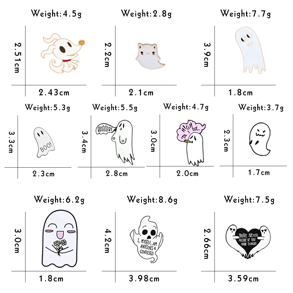 10 Styles Cartoon Spooky Ghost Brooches Punk Funny Cute Lapel Pins Halloween Bag Enamel Badges Gifts for Friends Fashion Jewelry image 4