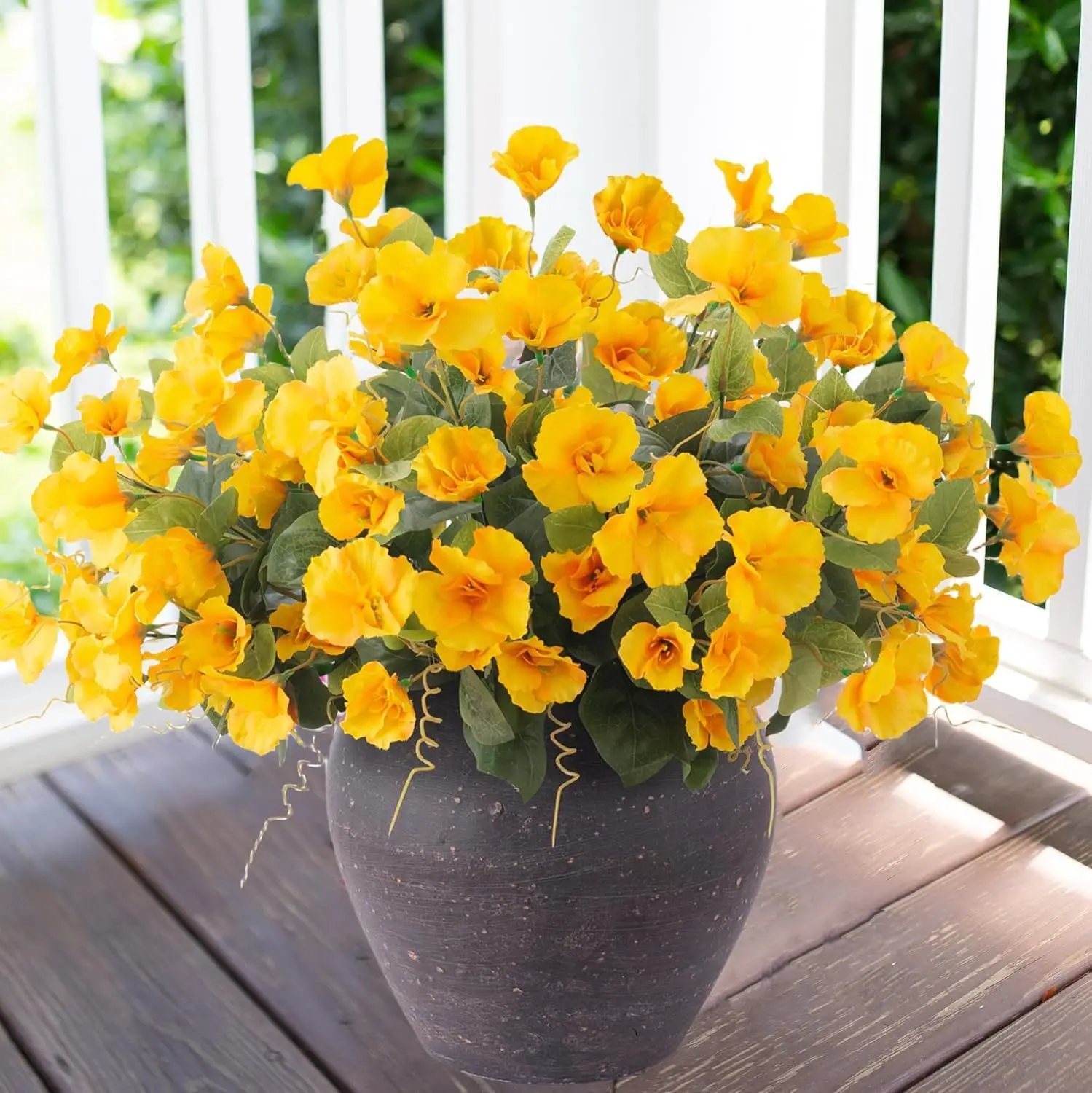 باقة الزهور الاصطناعية باقة الكركديه الحريرية والزهور الاستوائية لشرفة فناء الشرفة الخارجية