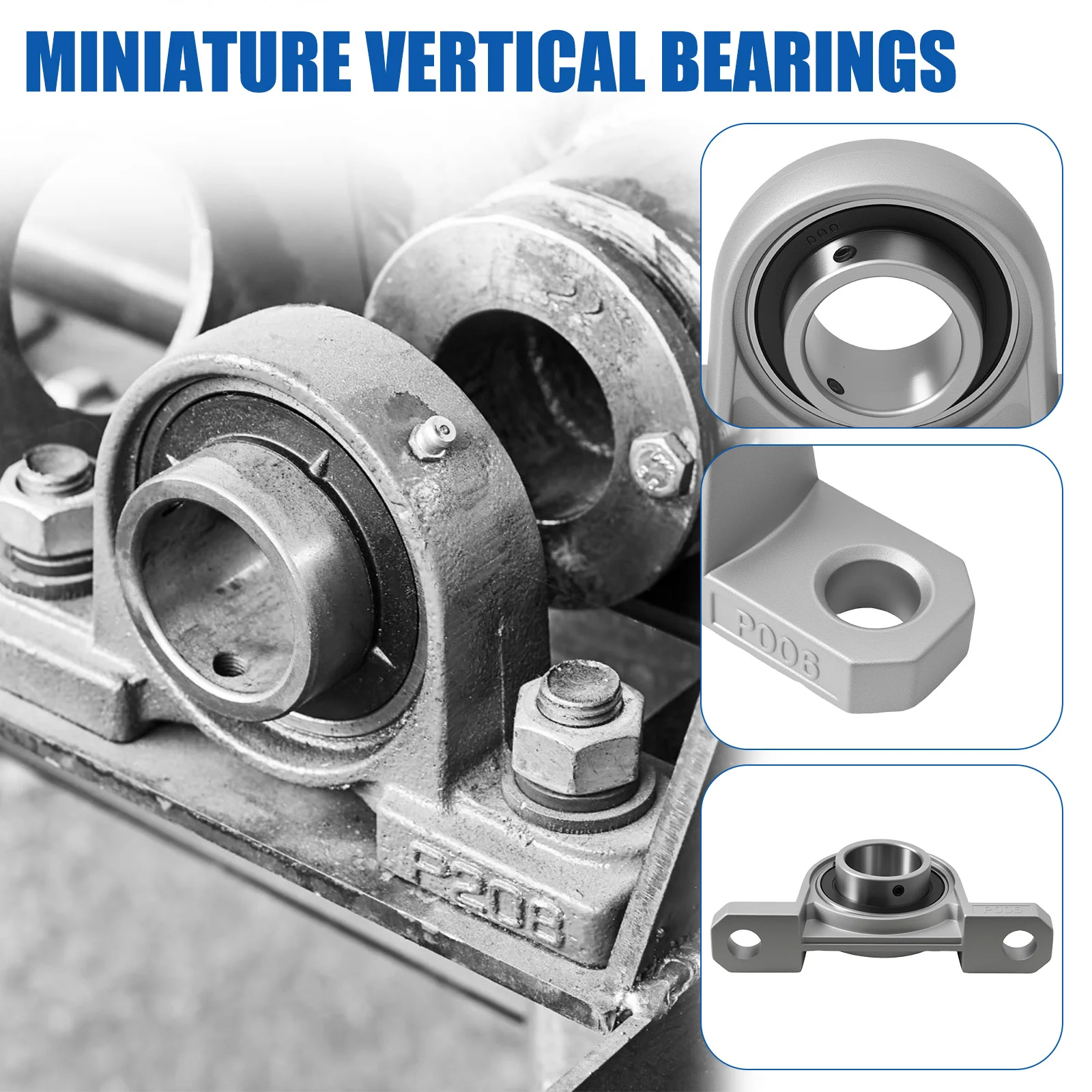 4Pcs Zinc Alloy Flange Bearing Inner High Strength Pillow Block Set Wear Resistant Insert Bearing Block Precision for 3D Printer