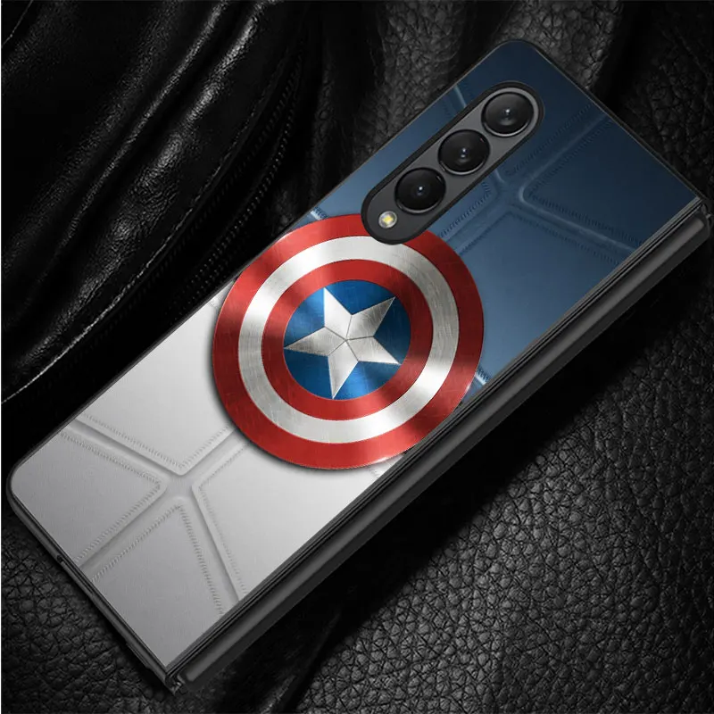 Marvel America Captain for Samsung Galaxy Z Fold5 5G ZFold4 Z Fold3 Z Fold4 5G Luxury Black Shockproof Cases Cover