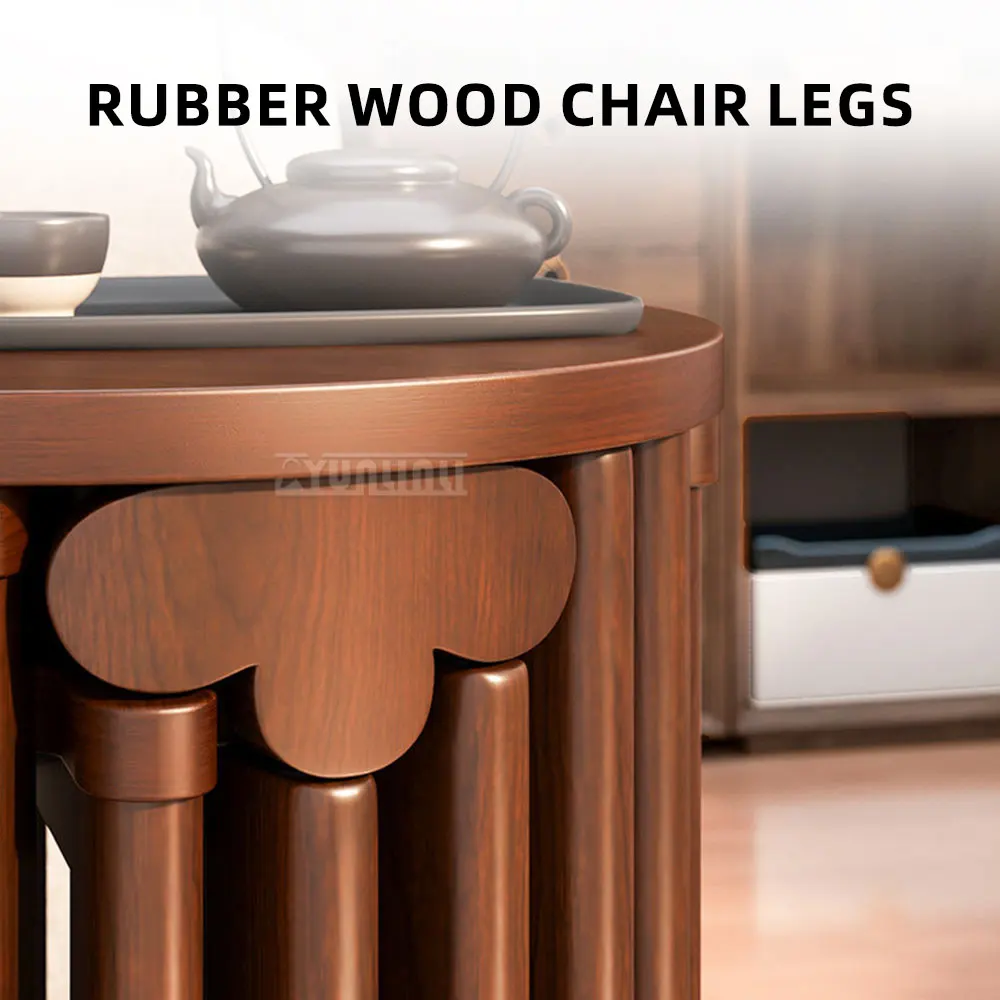 Solid wood stackable round stools, modern household small stools, swivel-legged dining table stools