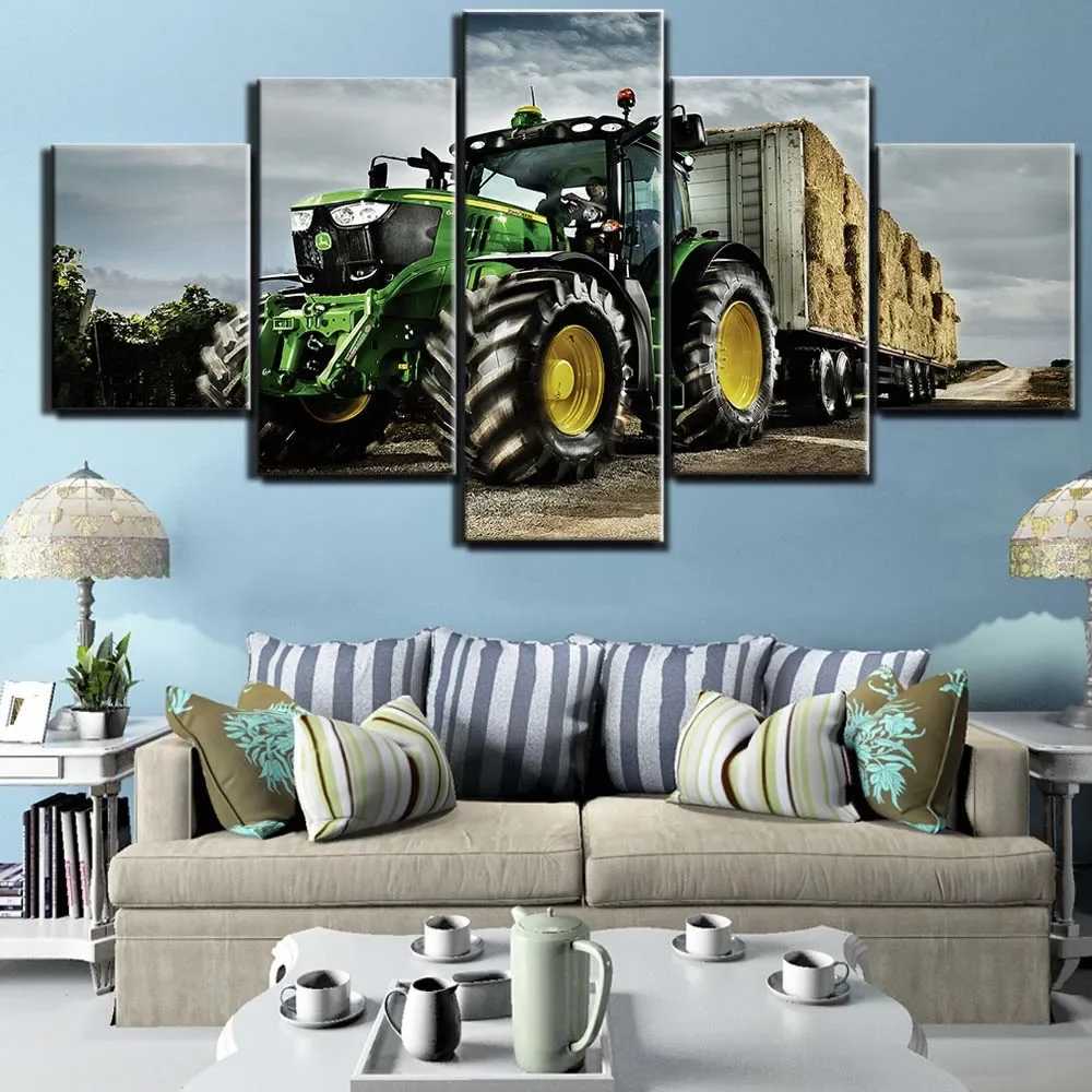 Unframe 5 Pcs Tractor Farm Industrial Farming Wall Art Canvas Pictures HD Prints Paintings Home Decor Accessories Living Room