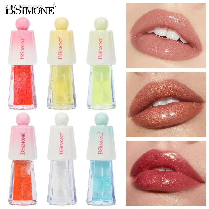1Pc BSIMONE Hydrating Lip Gloss Plump Lip Oil Non-Sticky Moisturizer with Big Brush Head Natural Lip Care Tint