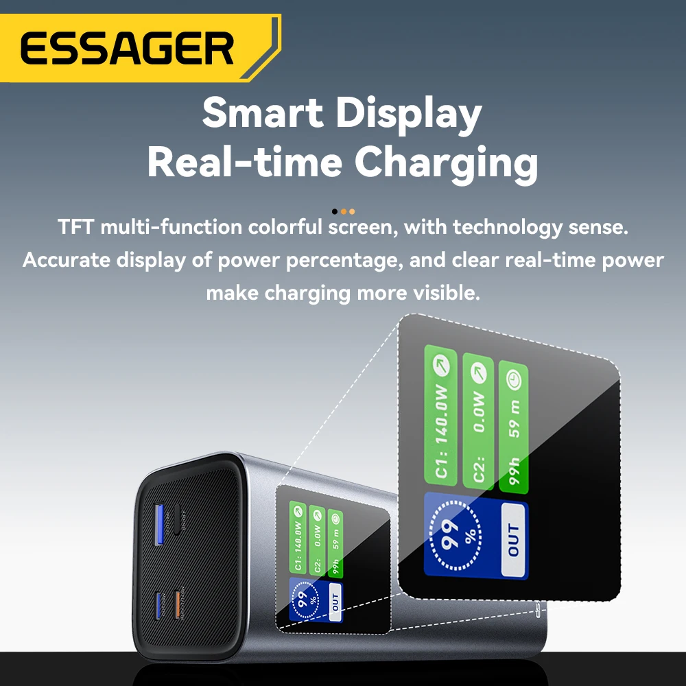 

Essager Power Bank 140W 27000mAh Large Capacity PD3.1 Fast Charging Digital Display Mobile Power Bank for Laptop Macbook iPhone