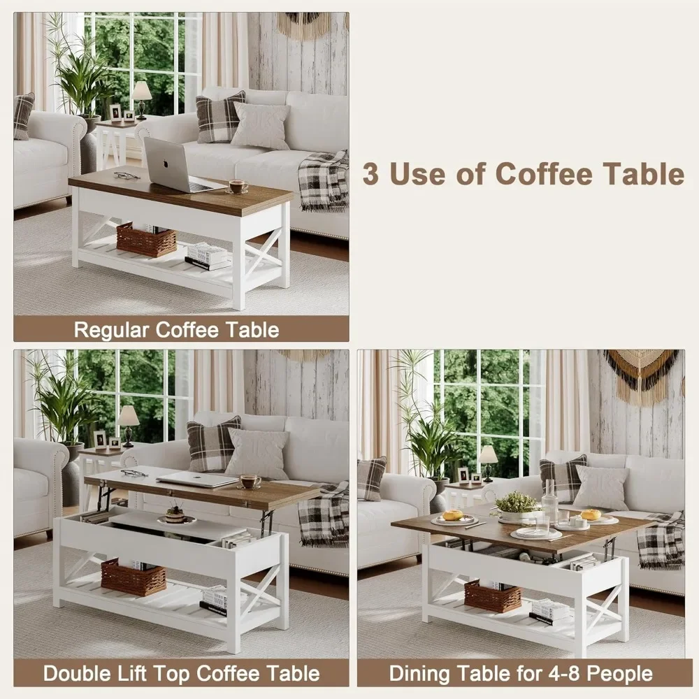 Coffee Table,Elevating multifunctional convertible coffee table with storage and hidden compartments, living room coffee table