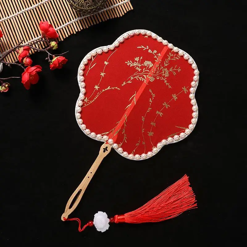 Pearls Tassel Decorative Fans Irregular Translucent Fairy Hand  Women Dance Handheld  Classical Craft Gifts Chinese Style