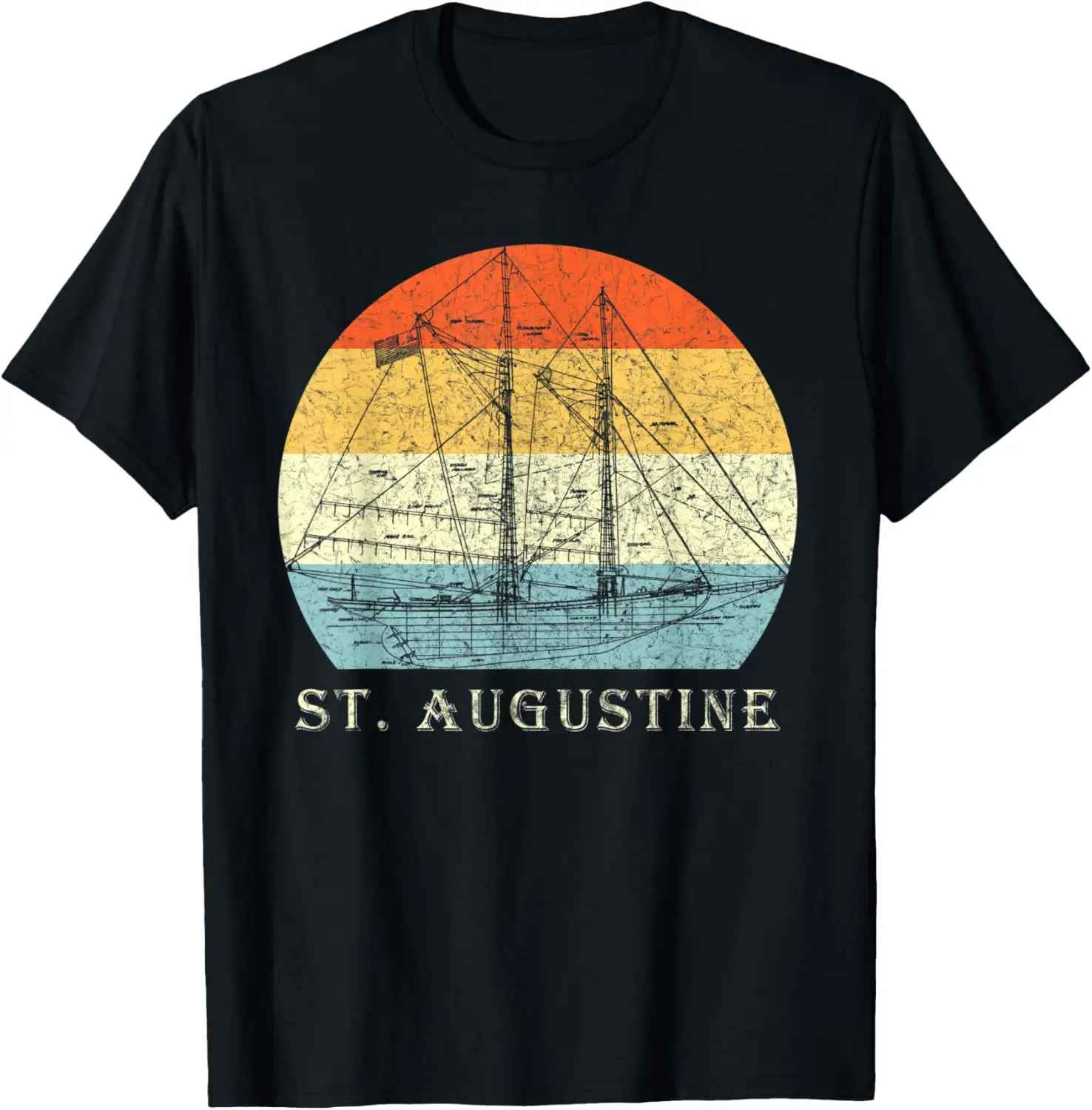 St. Augustine, Florida Vintage Retro Sailboat Vacation T-Shirt