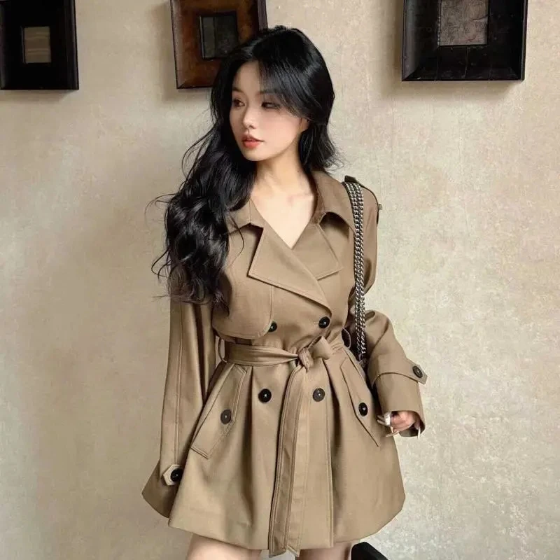 Vintage Lace Up Suit Jacket 2025 New waist Long-Seeved Suit Women's Spring And Autumn Loose Clothes Outcoat Female Jacket Blazer