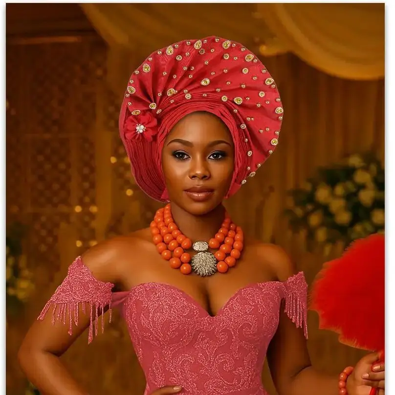 

Already Made Turban Cap for Women African Headscarf Wedding Party Auto Gele Headties Nigeria Bonnet Hijab Head Wrap Hat Headgear