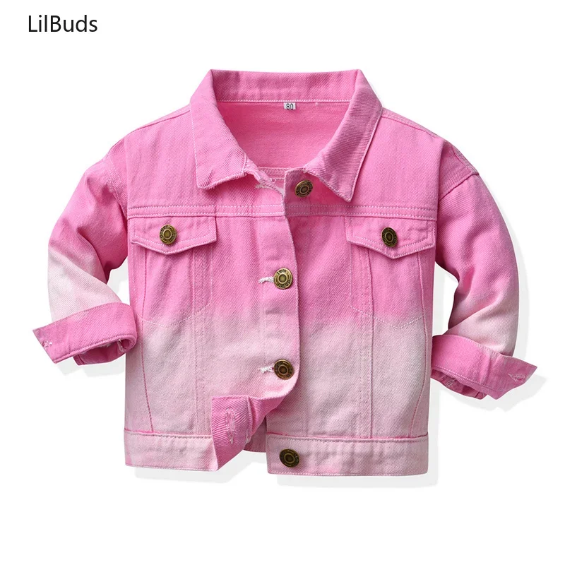 2024 Children Fashion Toddler Kids Casual Children Baby Boys Girls Denim Jackets Coats Gradient Button Pocket Outwear Clothing