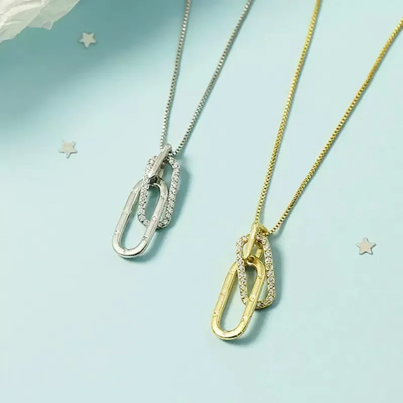 Women's 925 Silver Geometric Pendant Choker, Modern Style