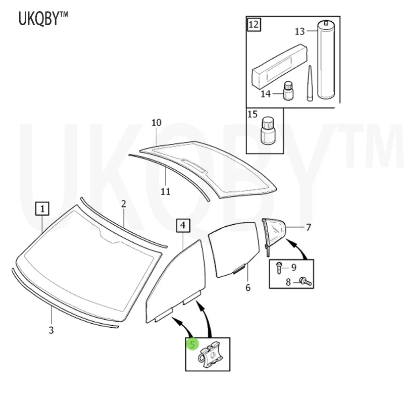 Side window, reinforced glass, waterproof glass sliding block 3509416