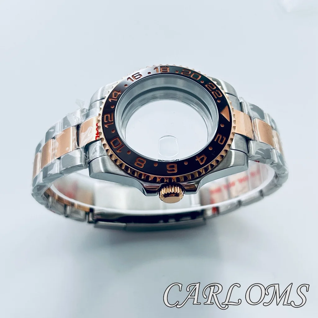 시계 케이스 글라이드 잠금 걸쇠, 최고 40mm NH34 NH35 NH36 4R35 4R36 NH72 NH70 ETA2824 PT5000, SUB GMT 실버 로즈 골드 케이스