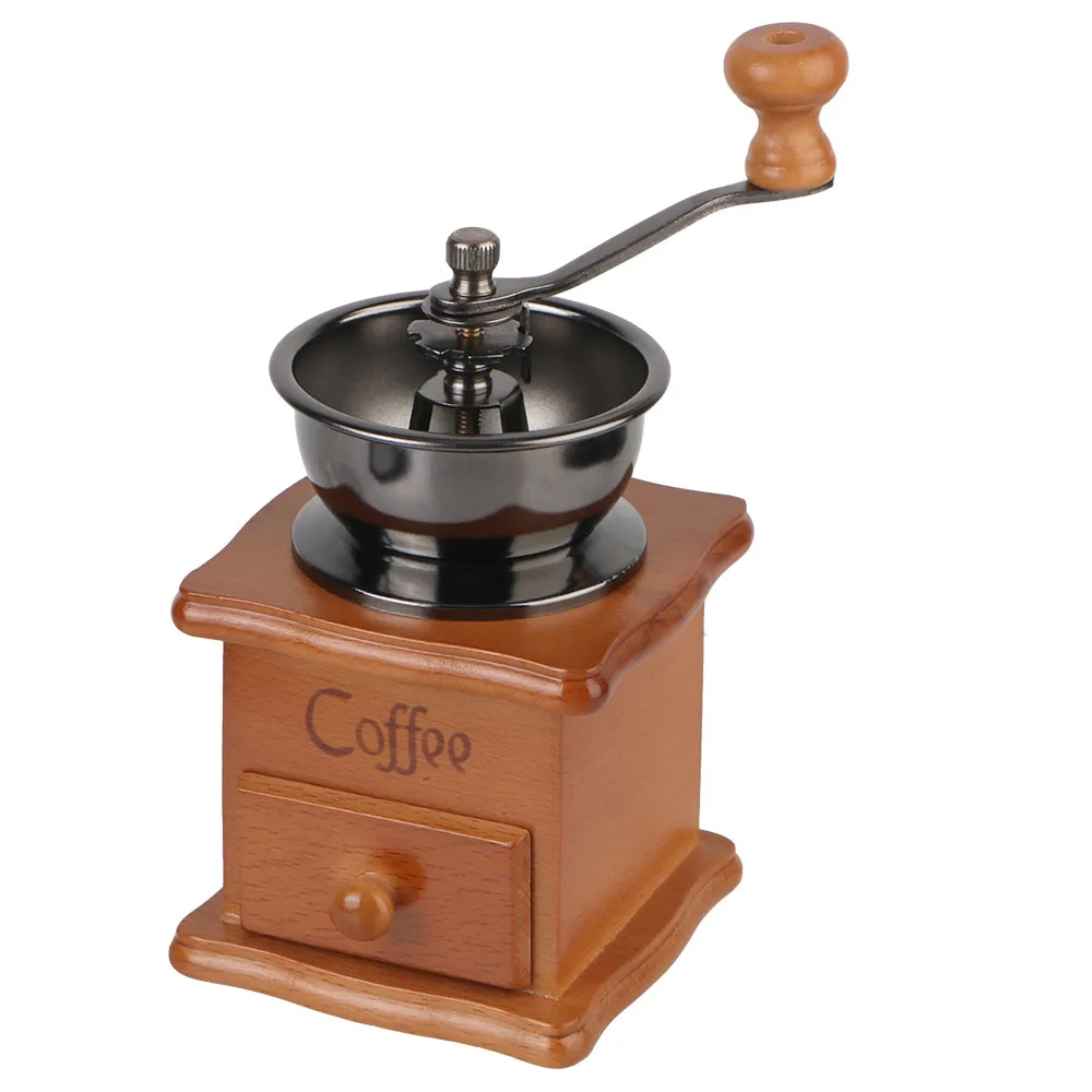 Gebruiksvoorwerpen roestvrijstalen handgreep houten mini handmatige koffiebonenmolen met keramische Millston Spice Burr Mill koffie retro-stijl - afbeelding 1