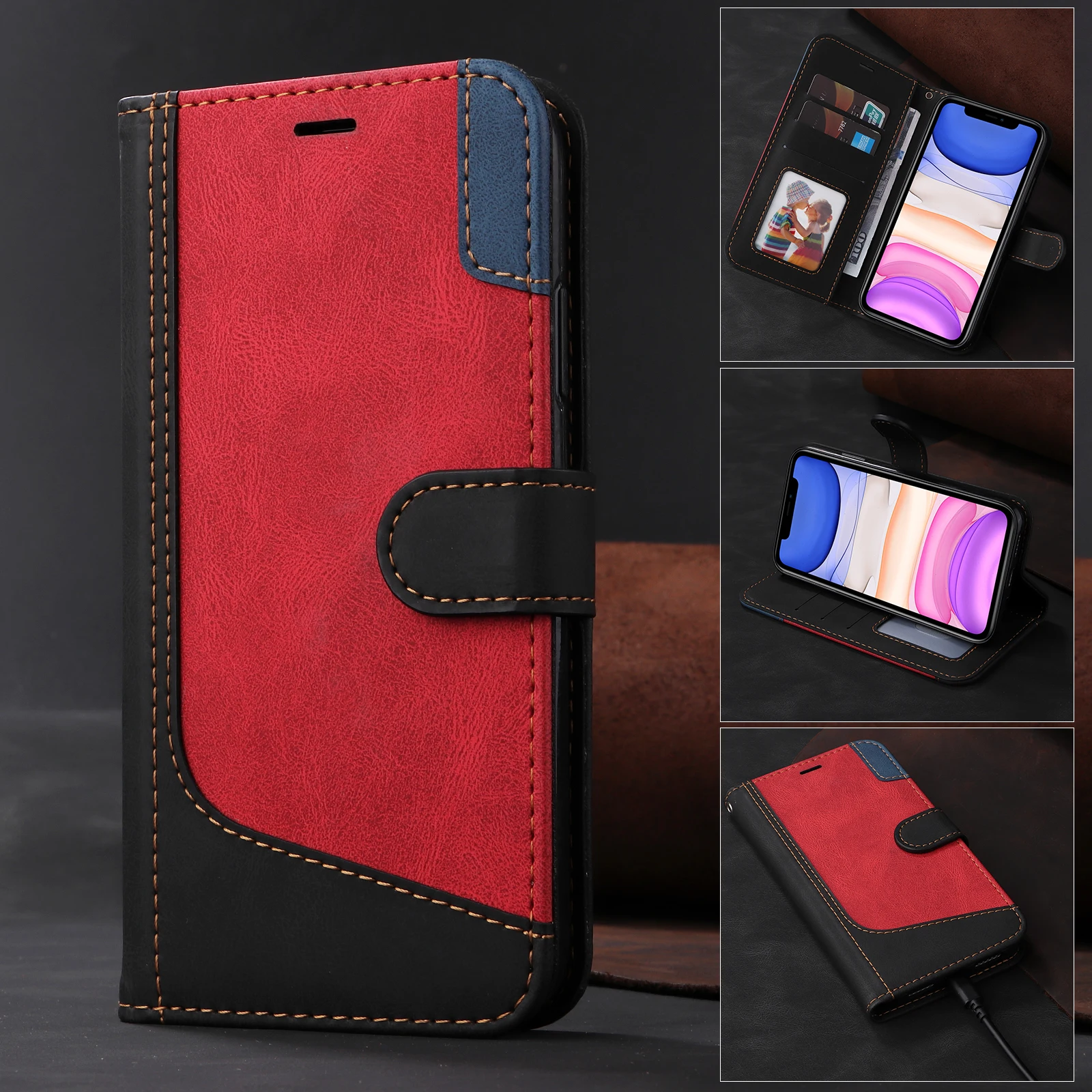 

Wallet Phone Book Case for OPPO Realme 12 Pro Plus 10 8 11 9i 8i 7i 9 Pro 7 6 5 Narzo 30 Cases Flip Leather Cover