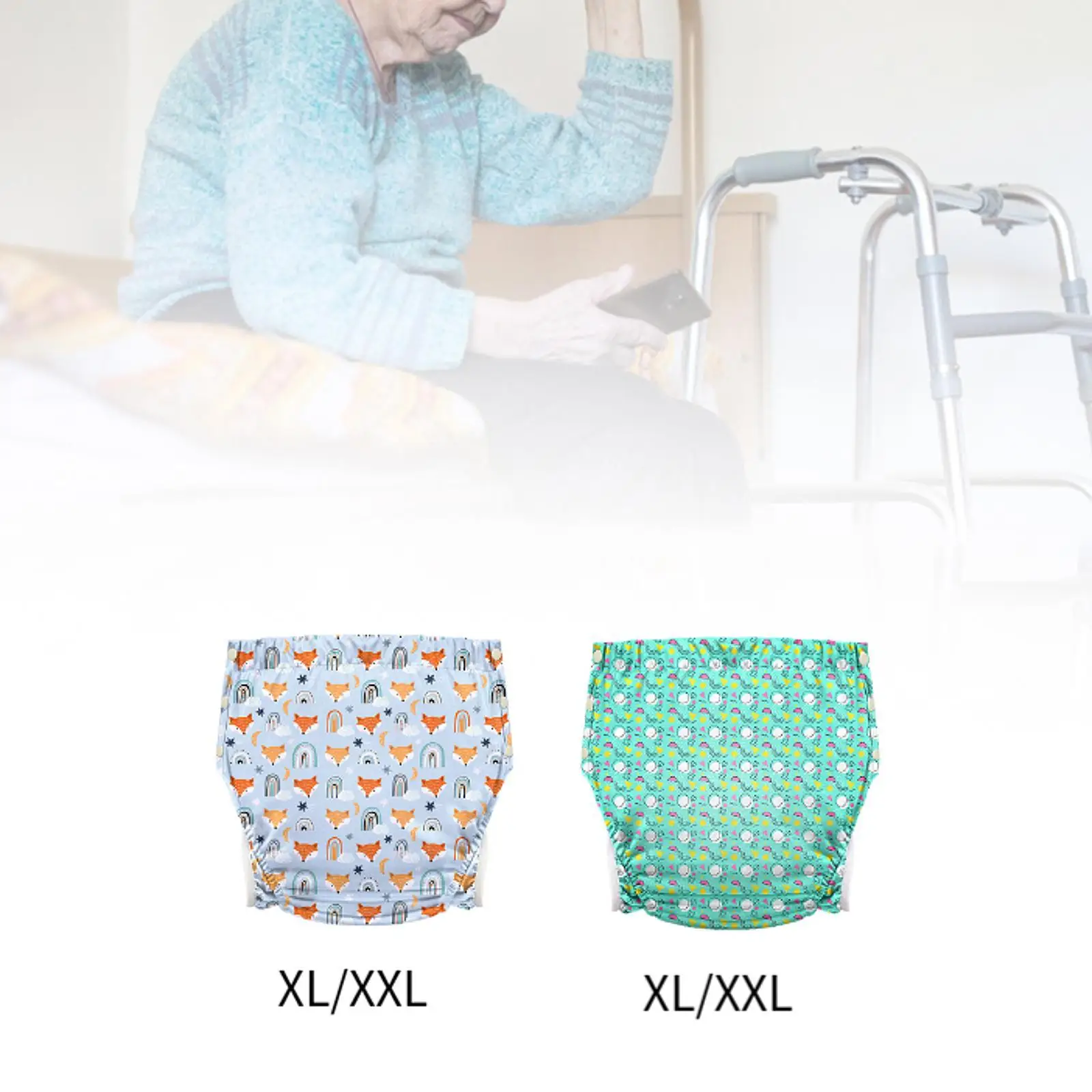大人用おむつラップカバー、漏れ防止ブリーフ、失禁パンツ、男性女性用洗えるおむつカバー、老人用