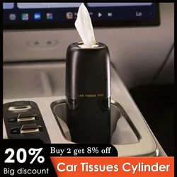 Car Tissues Cylinder Round Tube Tissue Container Compact Tissues Box Round Container Refillable Cup Holder Tissue Dispenser