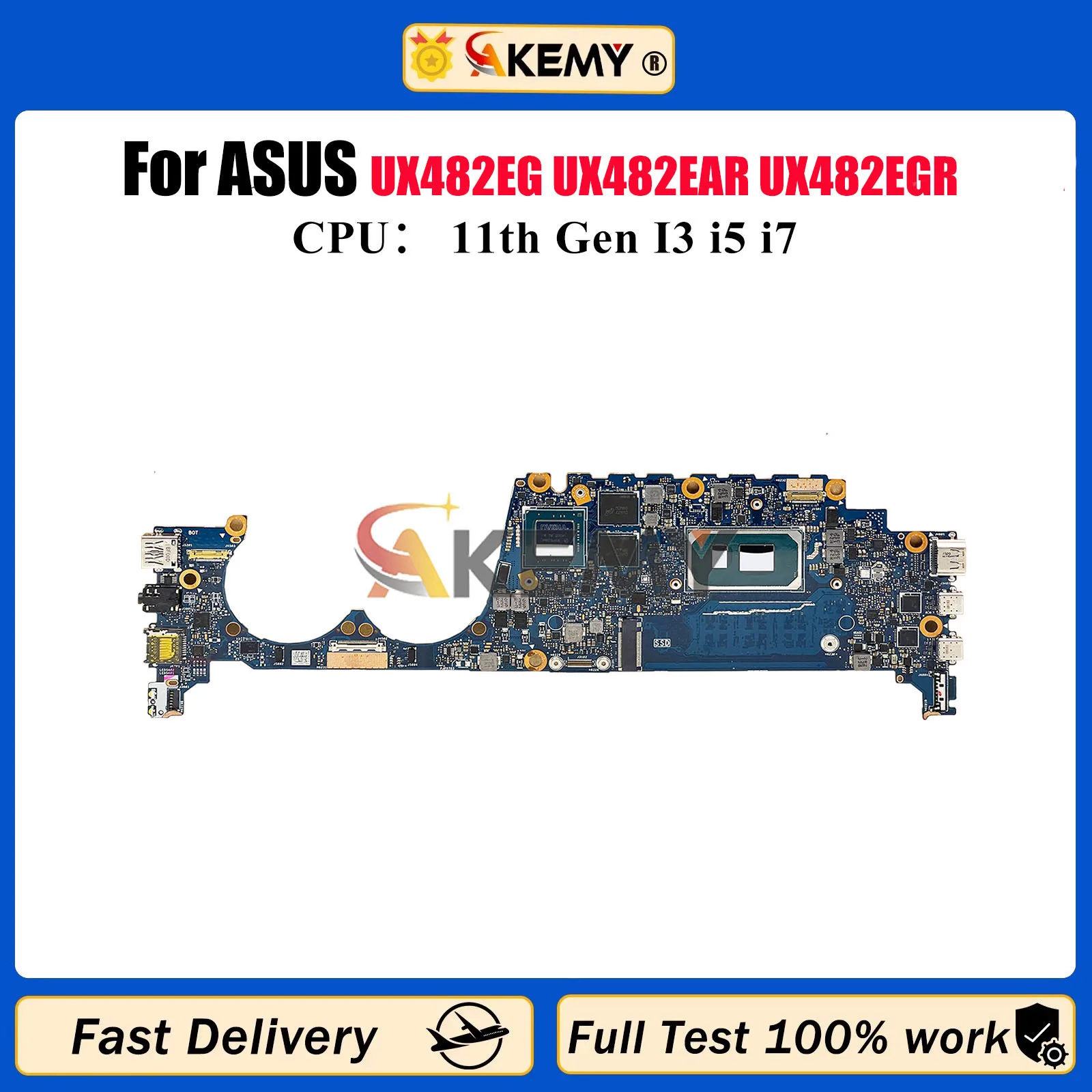 

UX482EG Материнская плата для ноутбука ASUS ZenBook UX482E UX4100E BE482E BX482E UX482EG UX482EAR UX482EGR Материнская плата 11-го поколения I3 i5 i7 U