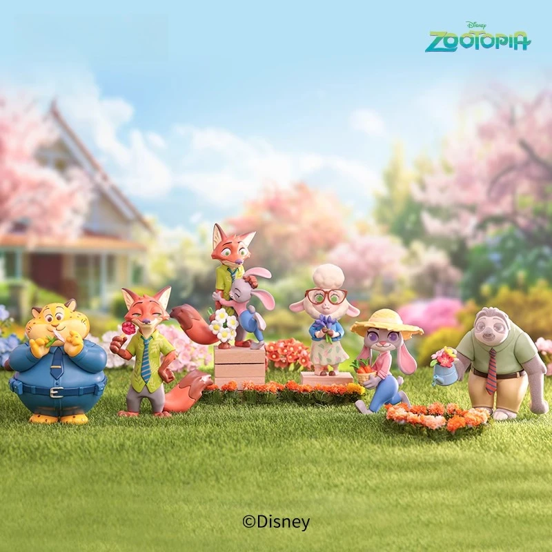 Disney Zootopia Floral World Blind Box, Judy & Nick Flower Theme Figures, Cute Desk Decor Gift, Official Collectible Desk Decor