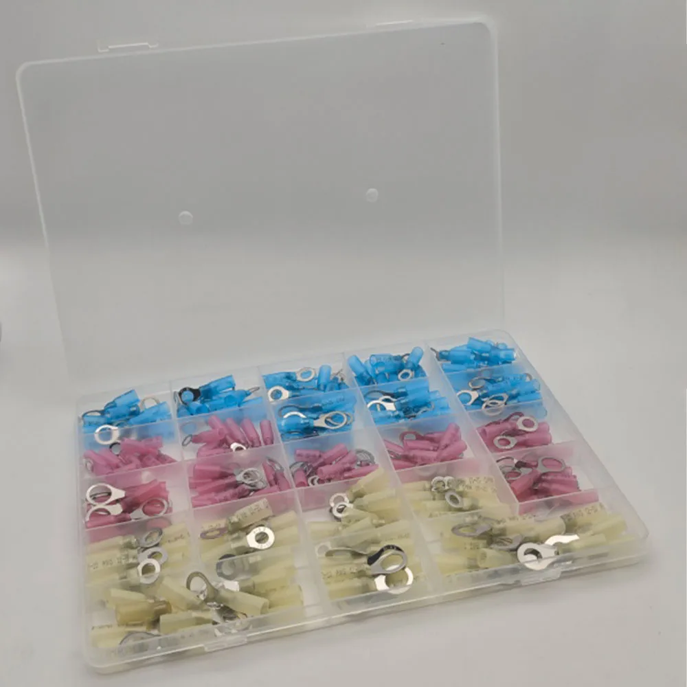 220PCS Heat Shrink Wire Connectors Electrical Connectors Kit, Waterproof Terminals Butt Connectors, Spade Fork Ring Butt Splices