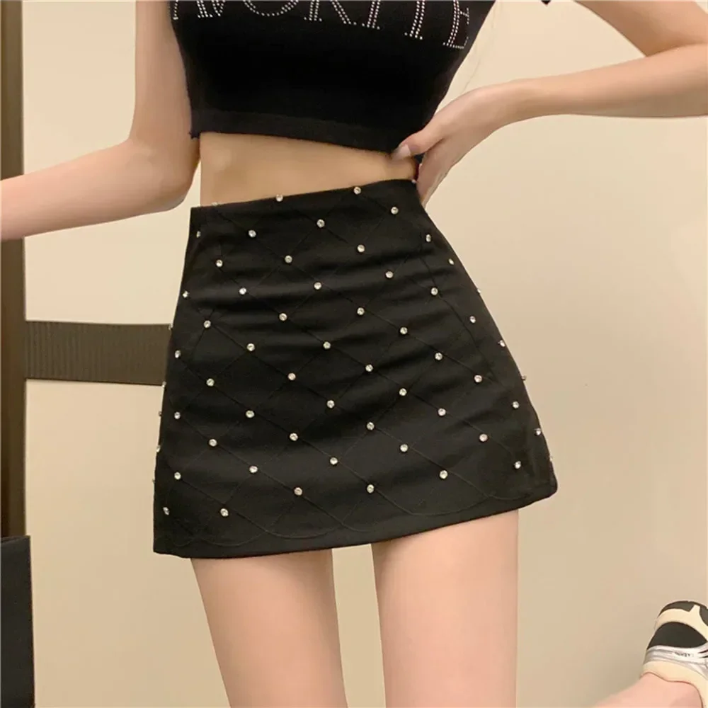 Sexy Fashion Ladies Wrap Hip Mini Skirt Chic Rhinestone Women Skirts Elegant Summer New High Waist Slim Skirts Clubwear L659