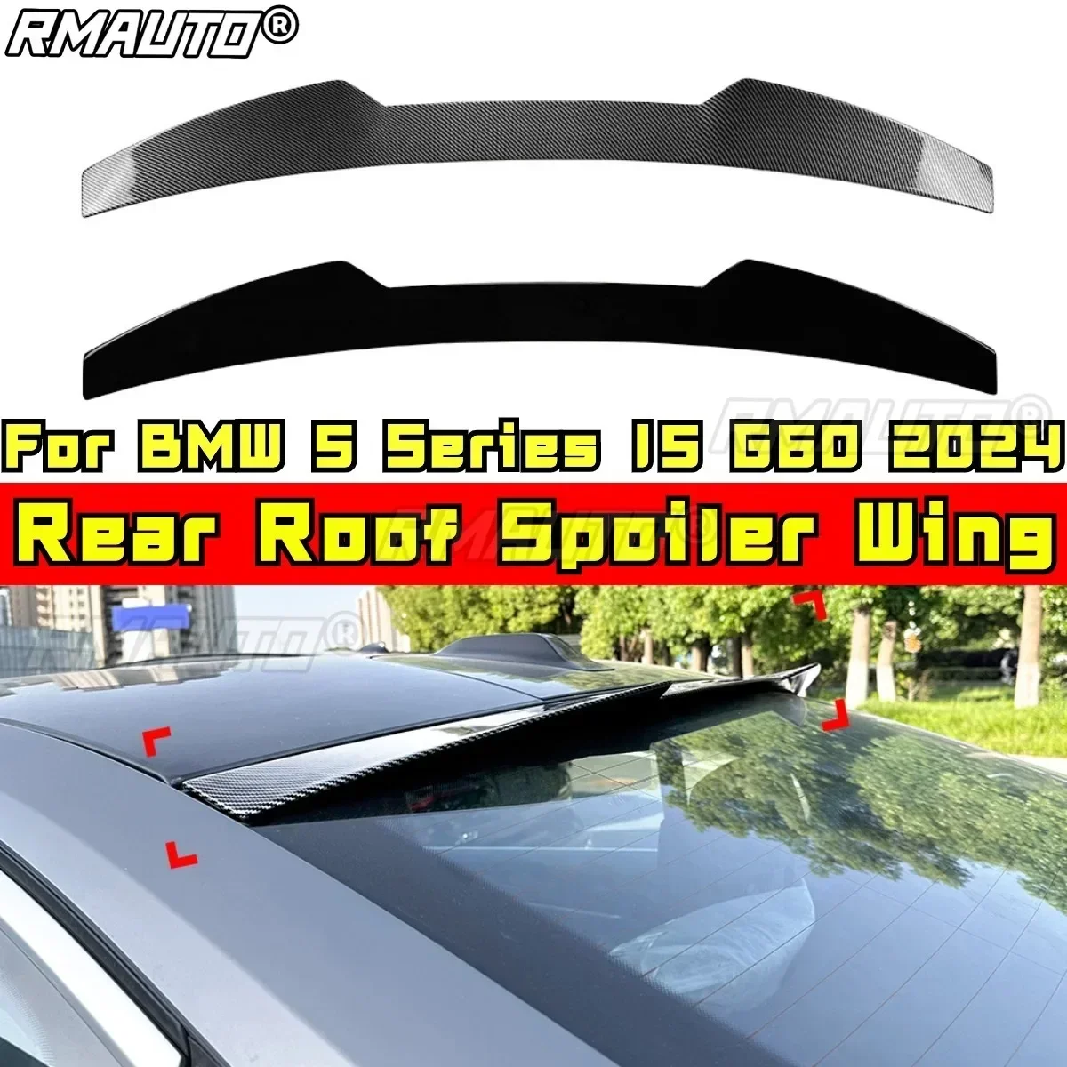 I5 G60 Body Kit Rear Roof Wing Carbon Fiber Look Rear Roof Spoiler Blade Style For BMW 5 Series I5 G60 2024 Car Accessories