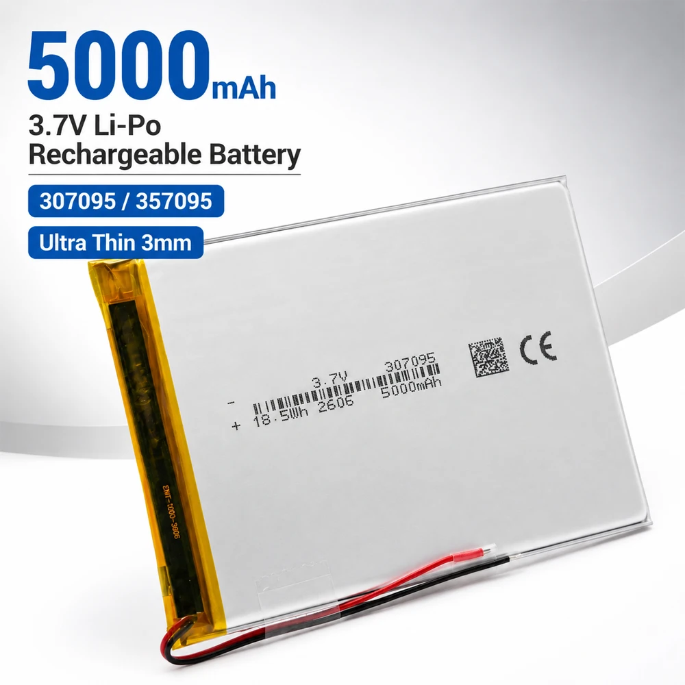 1/12PCS 307095/357095  5000mah 3.7V Rechargeable Polymer Lithium Batteries for 8 Inch 9 Inch GPS MID Smartphone Tablet Battery