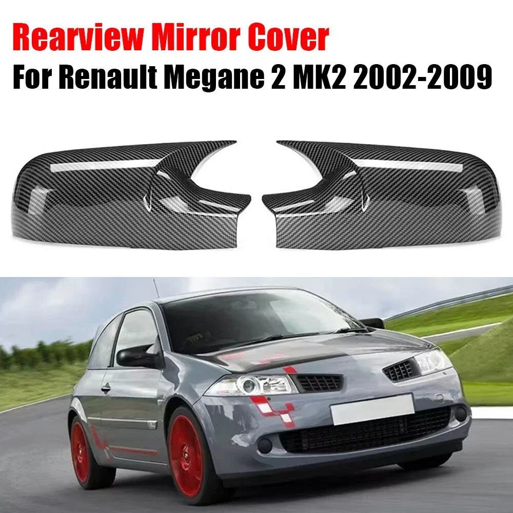 

Для Renault Megane 2 MK2 2002-2009 пара автомобильных наклеек, крышка бокового зеркала заднего вида, крышка крыла, внешняя дверная отделка, отделка корпуса, черный АБС-пластик