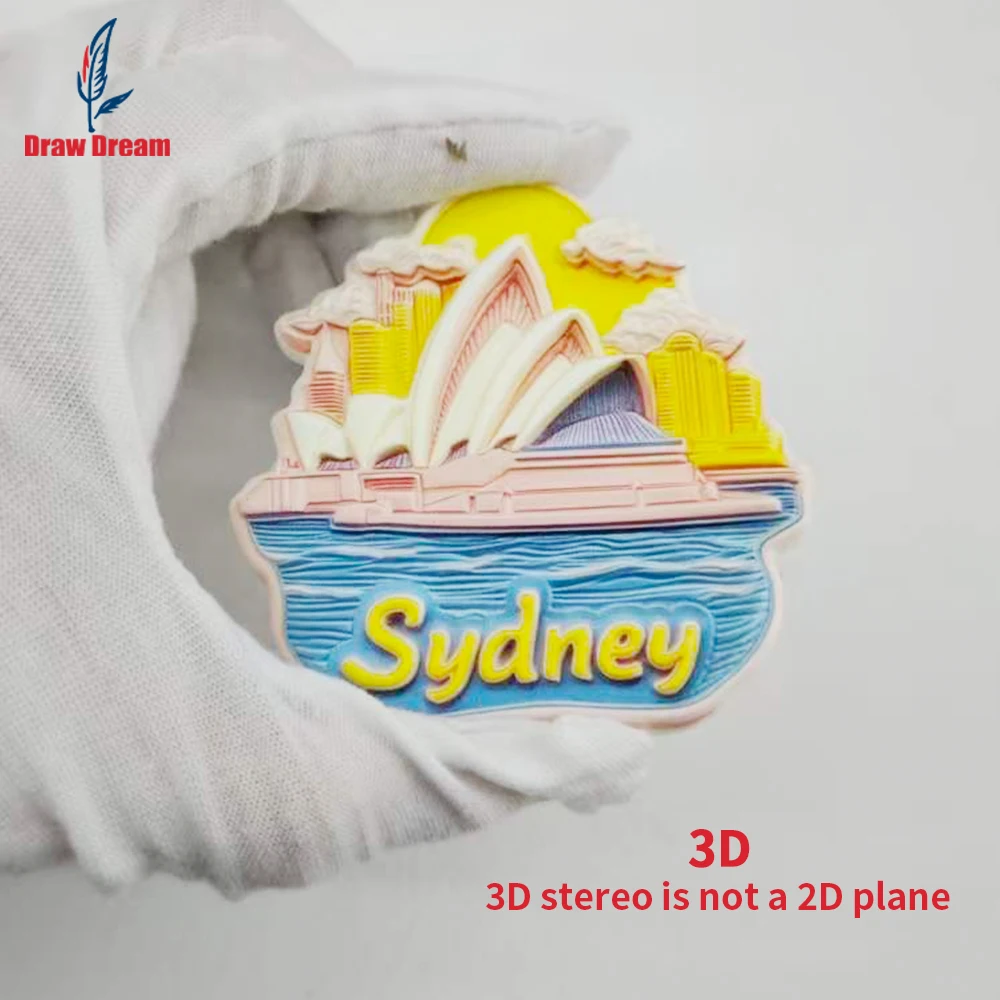 1Pc Australia Sydney Creative 3D Embossed Refrigerator Magnet World Travel Souvenir Collection Suitable for Home Office Decoration, Personalized Exclusive Travel Souvenir Magnetic Refrigerator Magnet Home Decoration, K