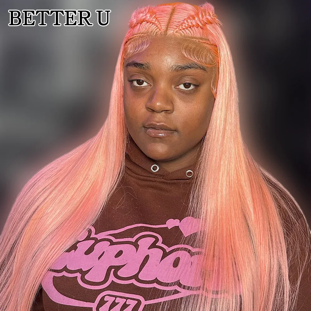 13x6 وردي فاتح الدانتيل الجبهة باروكة من شعر طبيعي البرازيلي قبل قطعها شقراء ملونة 13x4 الدانتيل الشفاف الباروكات الأمامية للنساء #2