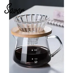 3PCS/set Pour Over Coffee Maker, Glass Carafe Coffee with Glass Coffee Filter, Drip Maker Set for Home, 600ml