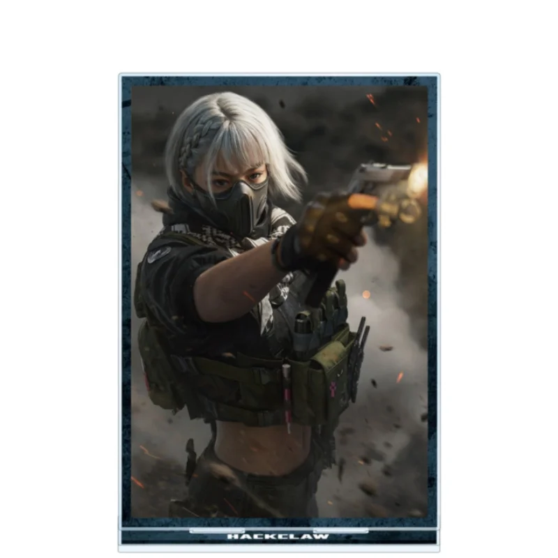 Tactical Shooting Game Delta Force Uluru D-Wolf Rectangle Acrylic Stand Model Plate Keychains Desktop Ornament