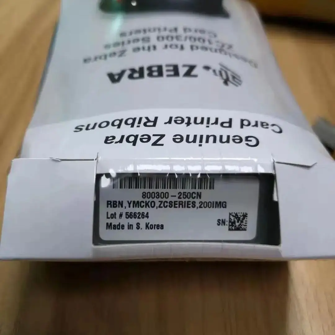 4pcs Original Zebra 800300-250CN Ribbons,Zebra ZC100 ZC300 ID Card Printer YMCKO Color Ribbon - 200 prints per roll