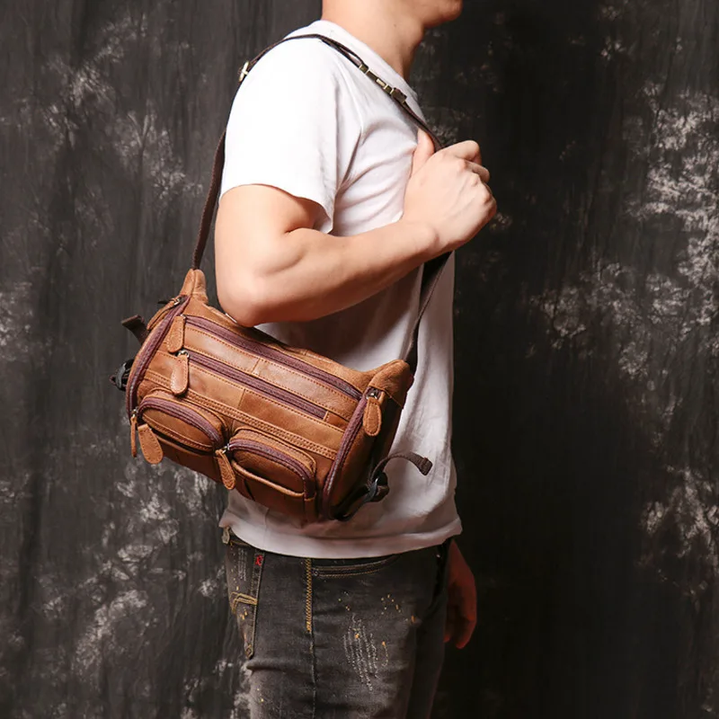 New Matte Leather Men's Chest Vintage Women's Waist Hiking Sports Single Shoulder Crossbody Motorcycle Bag