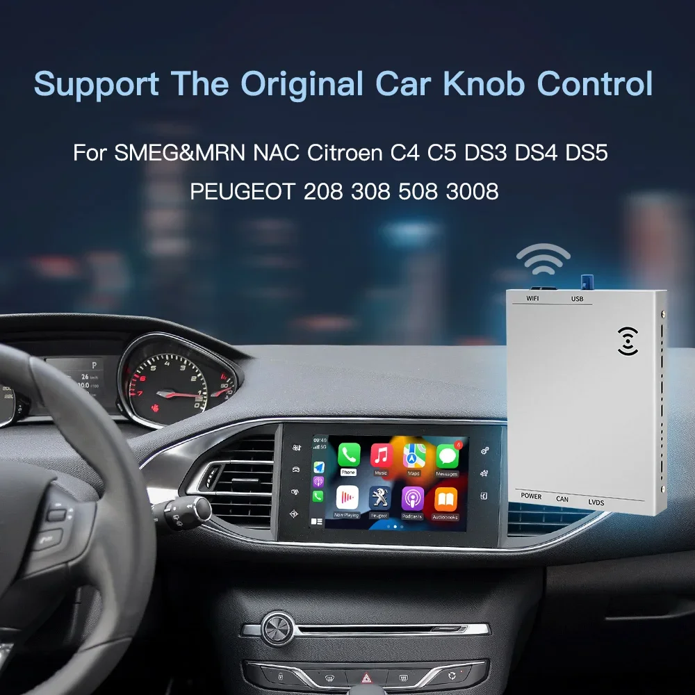 Wireless Apple Carplay Android Auto For Peugeot Citroen SMEG MRN NAC 208 308 508 3008&C4 DS3 DS5 Support Rear Camera