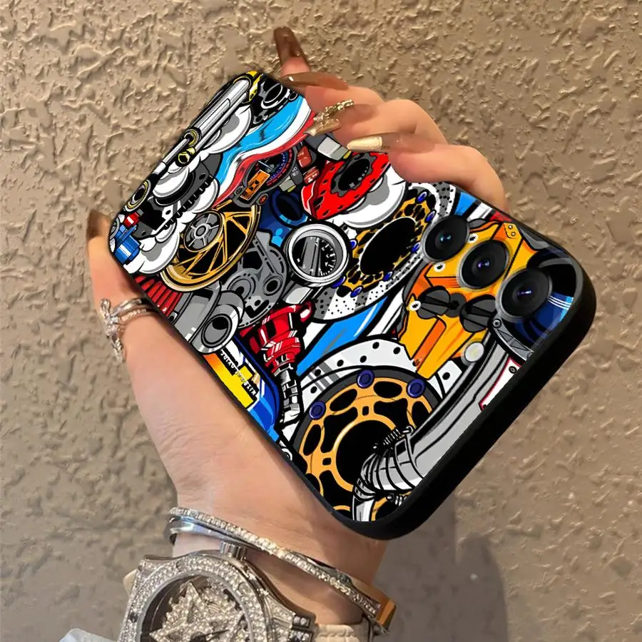 حافظة مكونات الماكينة العصرية لهاتف سامسونج جالاكسي S21 S25 + S20 S23 FE S22 S24 Plus S25 Ultra S23 + نوت 20 10 S24 + أسود #3