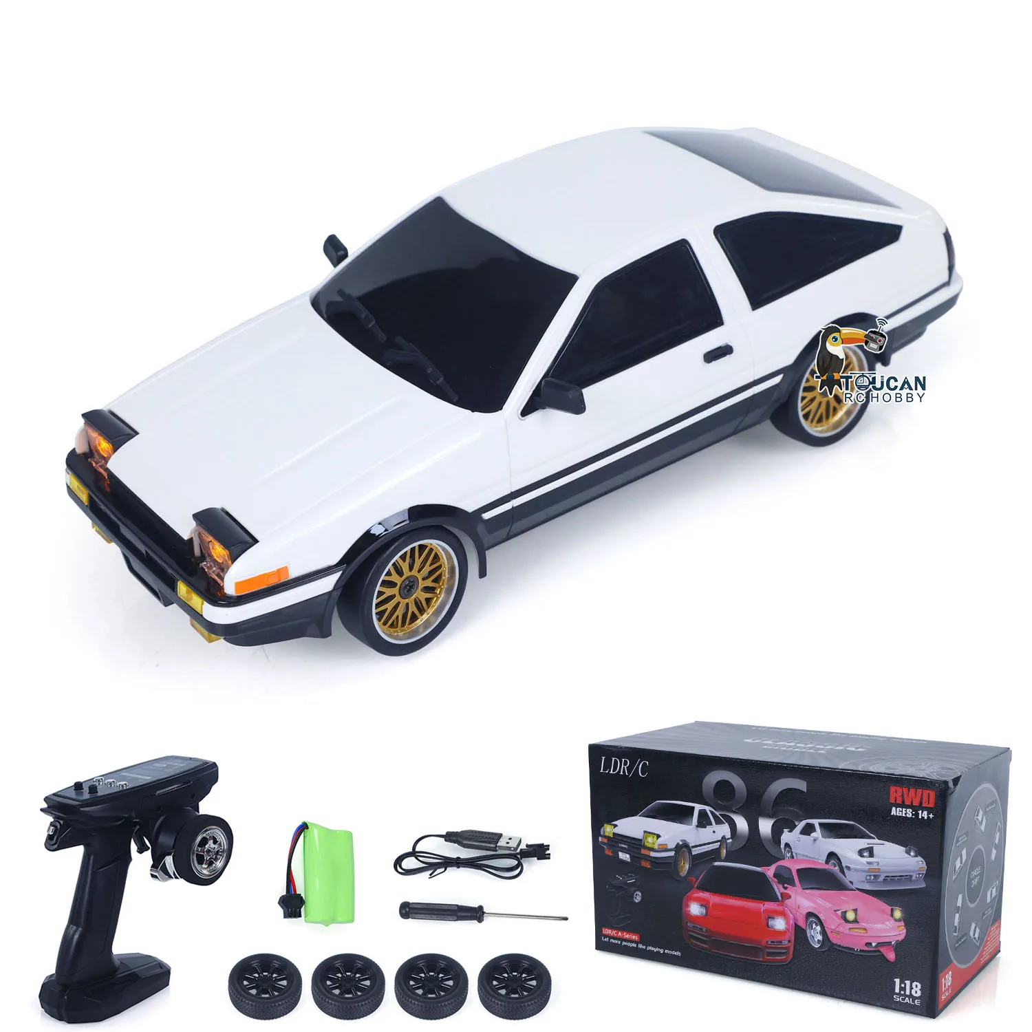 Venta de EE. UU. 1/18 LDRC LD1801 RC Drift Car RWD AE86 vehículos de carreras giroscopio con luz abatible