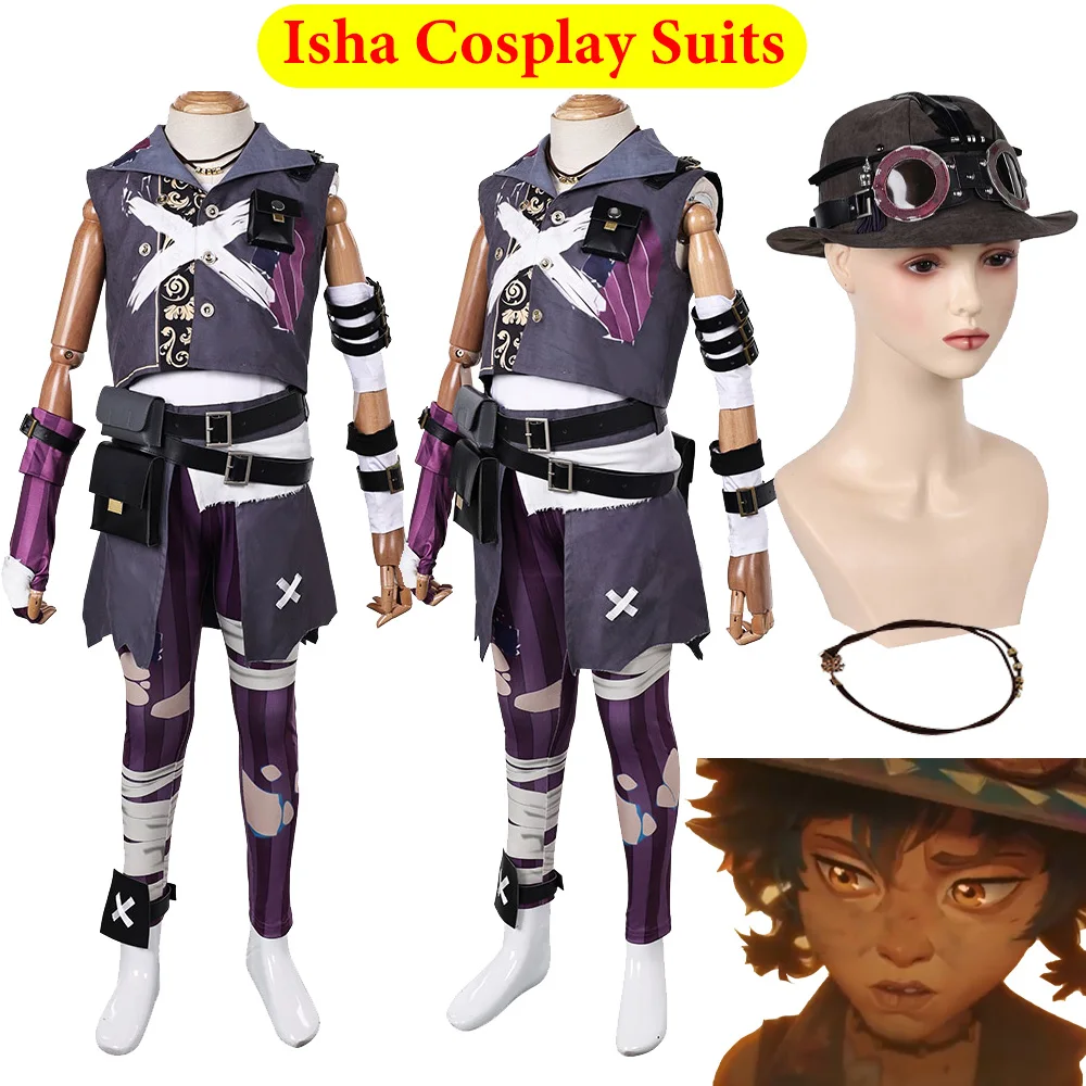 

Шляпа Isha Arcane, костюмы для косплея с граффити, жилет, брюки для мальчиков, детская игра LoL TV 2 2024, костюм, нарядная одежда, праздничная одежда