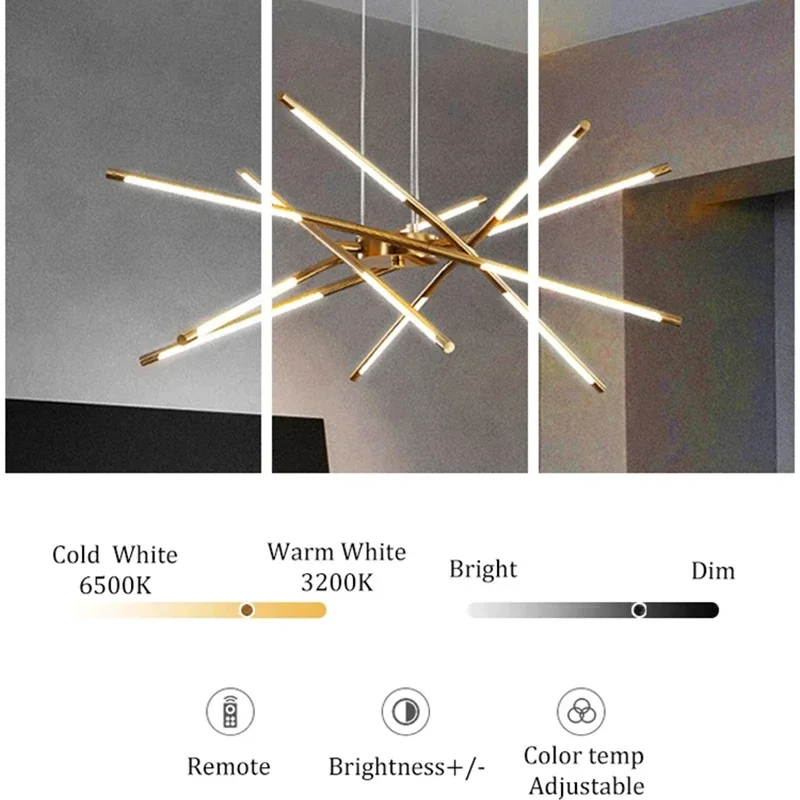 Art Designer LED Patent 6 8 10 12 Heads Ceiling Chandelier Dining Table Kitchen Remote Control Suspension Indoor Lighting Decor