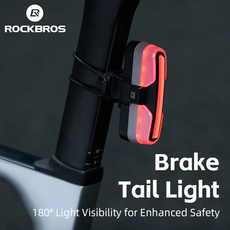 ROCKBROS Cycling Tail Light Intelligent Brake Safer Bicycle Rear Light Five Lighting Modes Vibration Detected Bike Accessories