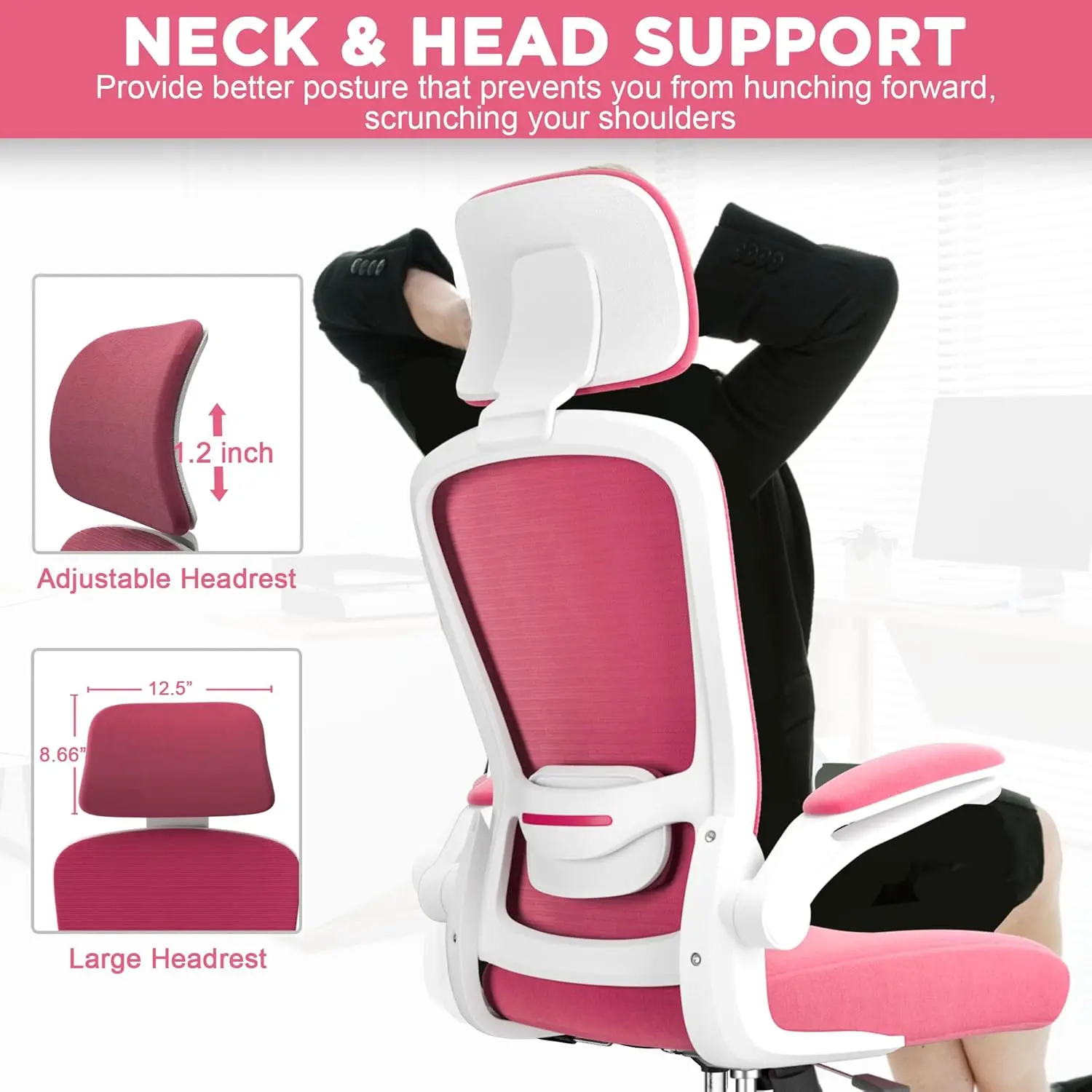 Mimoglad Office Chair, High Back Ergonomic Desk Chair with Adjustable Lumbar Support and Headrest, Swivel Task Chair