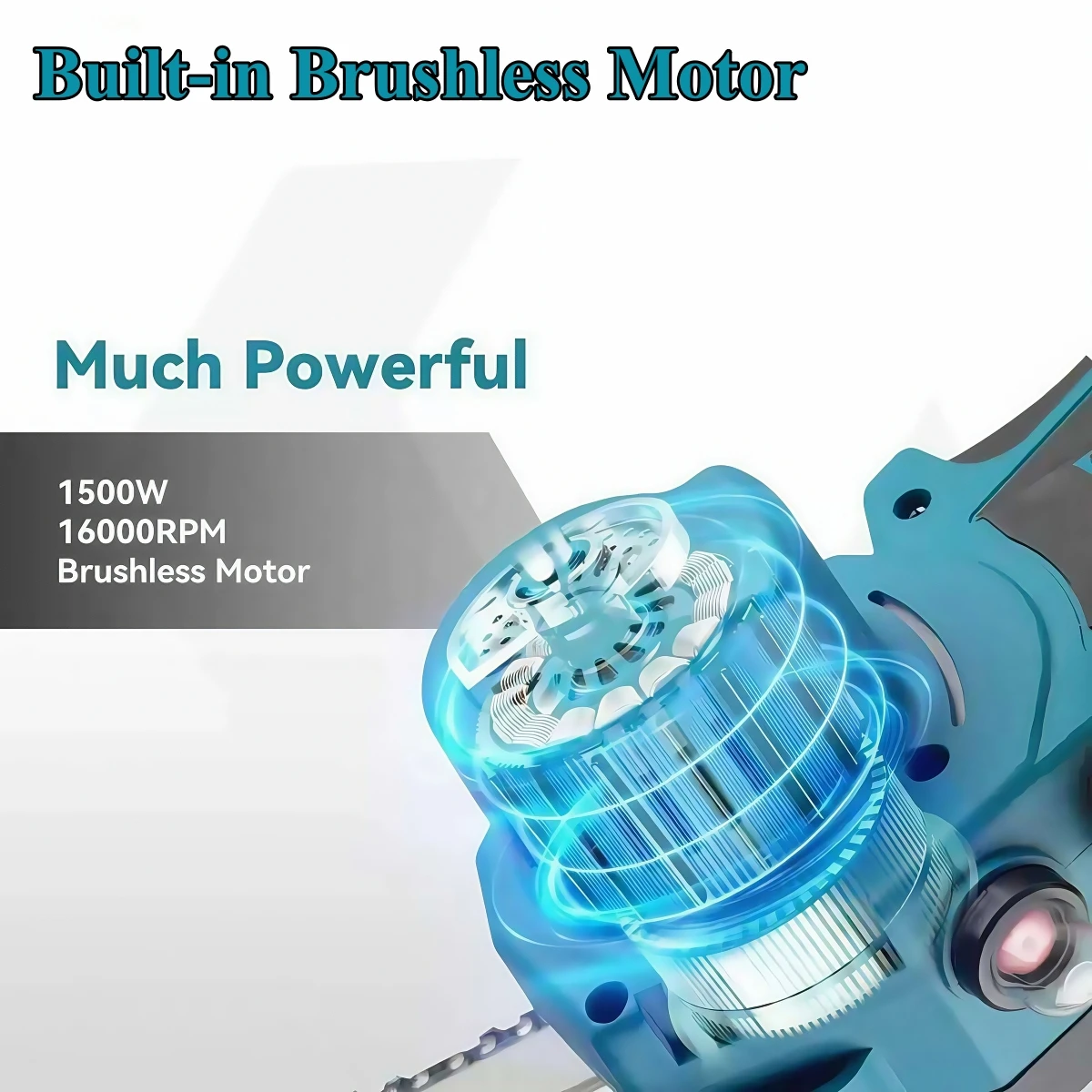 8 Inch Cordless Electric Saw Brushless Garden Handheld Wood Cutting Chainsaw Power Tool For Makita 18V Battery Pin - Image 5